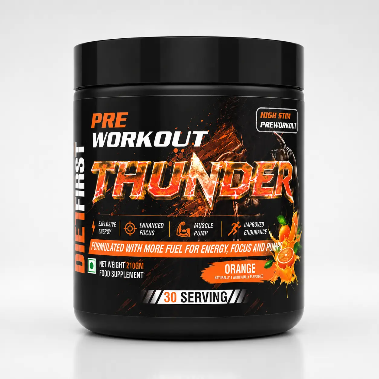 Thunder Pre Workout Orange 210 GM jar